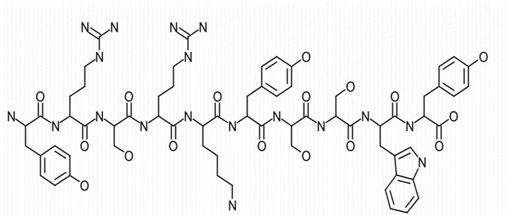 Solid-phase FMOC chemistry was utilized to synthesize decapeptide-12 (YRSRKYSSWY; Fig. 1A